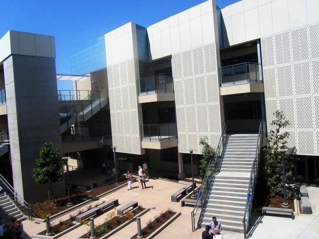 The view of the center from the two-story classroom and lab building